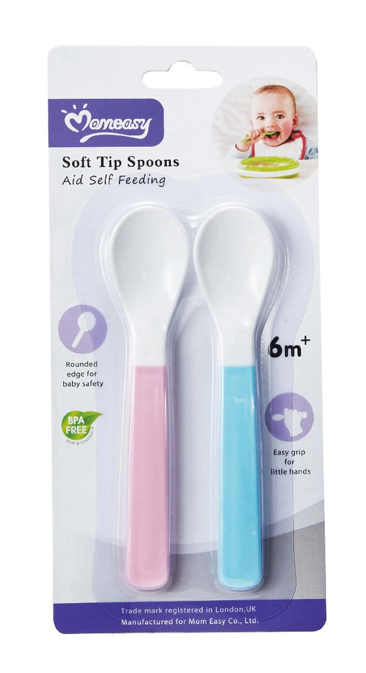 Cuillères bébé MomEasy en silicone – Lot de 2 (6 mois+) – Sans BPA