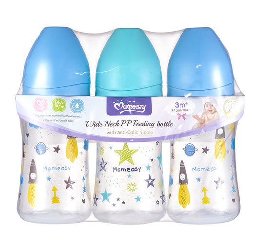 Lot de 3 biberons MomEasy col large – Anti-colique (BPA Free)